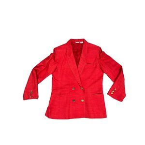 Vintage Liz Claiborne Red Silk Double Breasted Blazer Size 14 See Measurements